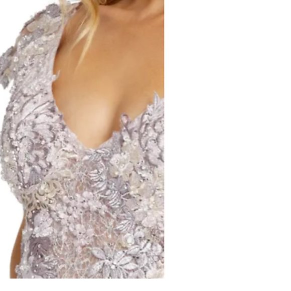 MAC DUGGAL 6261390 FLORAL EMBELLISHED EMBROIDERED TRUMPET LILAC GOWN sz 4 - Picture 5 of 9